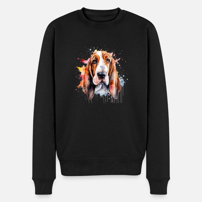 Basset Hound - Pull Premium bio Homme - noir