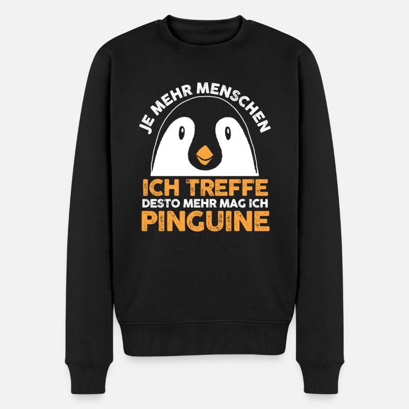Tiermotiv Pinguin - Männer Premium Bio Pullover - Schwarz
