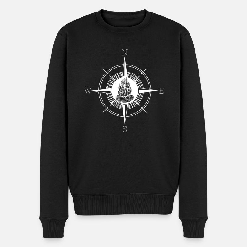 Campfire Fire Pit Compass - Men's Premium Organic Jumper - black