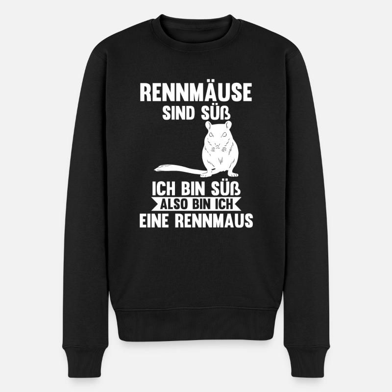 Maus Mäuse Rennmaus - Männer Premium Bio Pullover - Schwarz