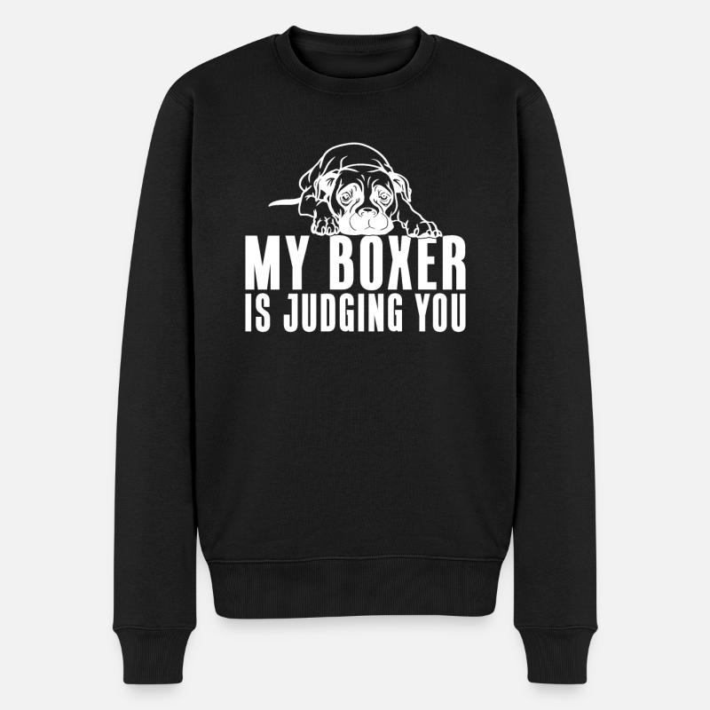 Boxer Hund Geschenke - Männer Premium Bio Pullover - Schwarz