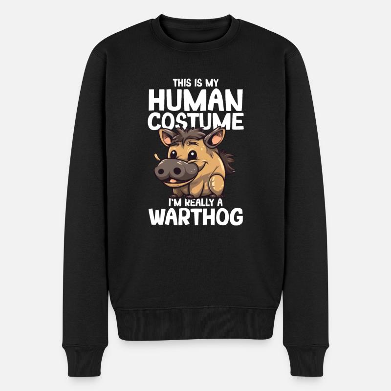 Warzenschwein - Männer Premium Bio Pullover - Schwarz