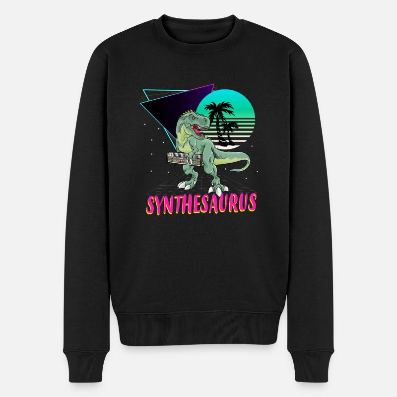 Synthesaurus T-Rex Synthétiseur à clavier - Pull Premium bio Homme - noir