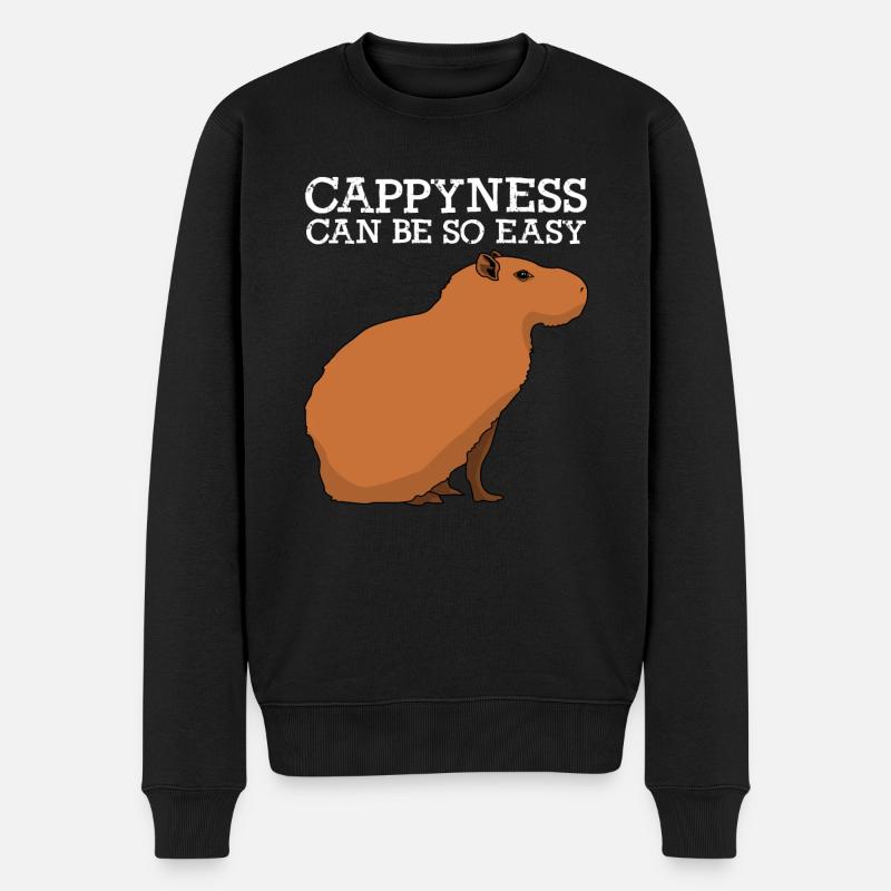 Capybara Happiness Capybaras - Männer Premium Bio Pullover - Schwarz