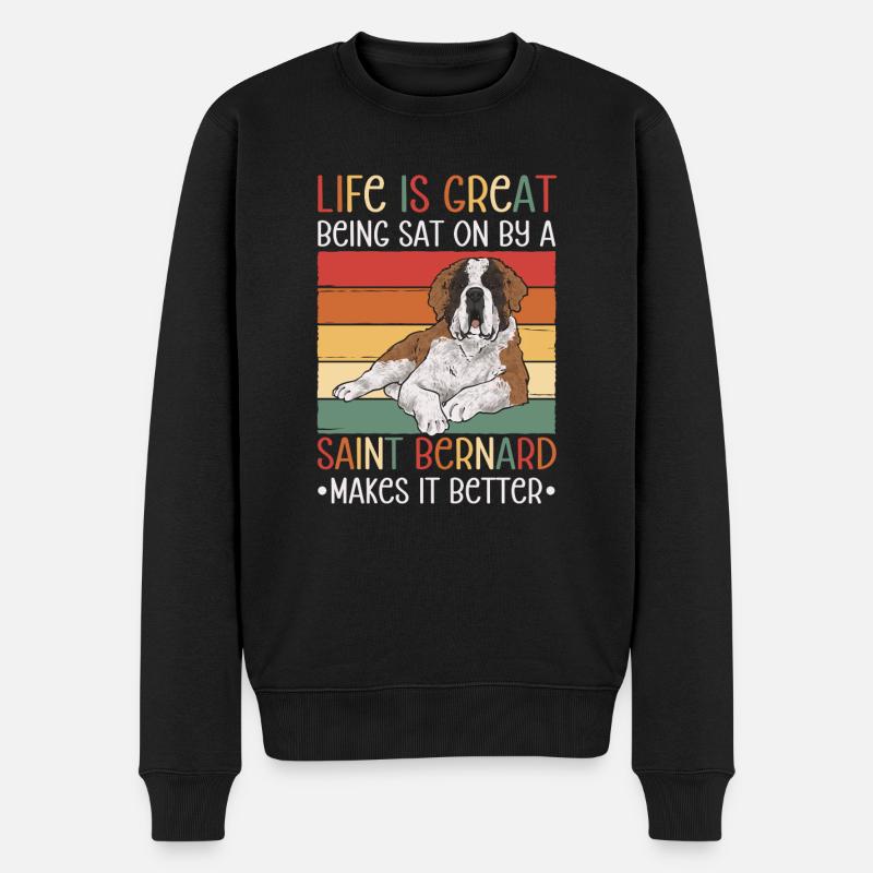 Saint-Bernard Chien Saint-Bernard - Pull Premium bio Homme - noir