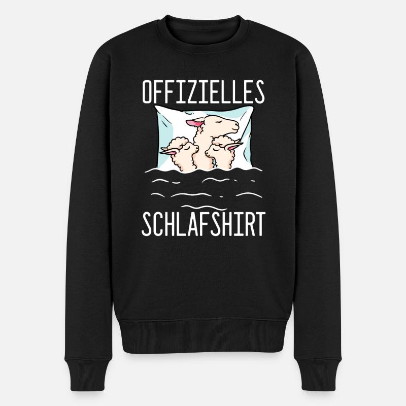 Offizielles Schlafshirt Lama Schlafanzug Alpaka - Männer Premium Bio Pullover - Schwarz