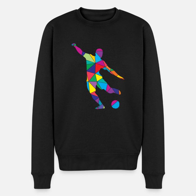 Low Poly Torwart Polygon Fußball - Männer Premium Bio Pullover - Schwarz