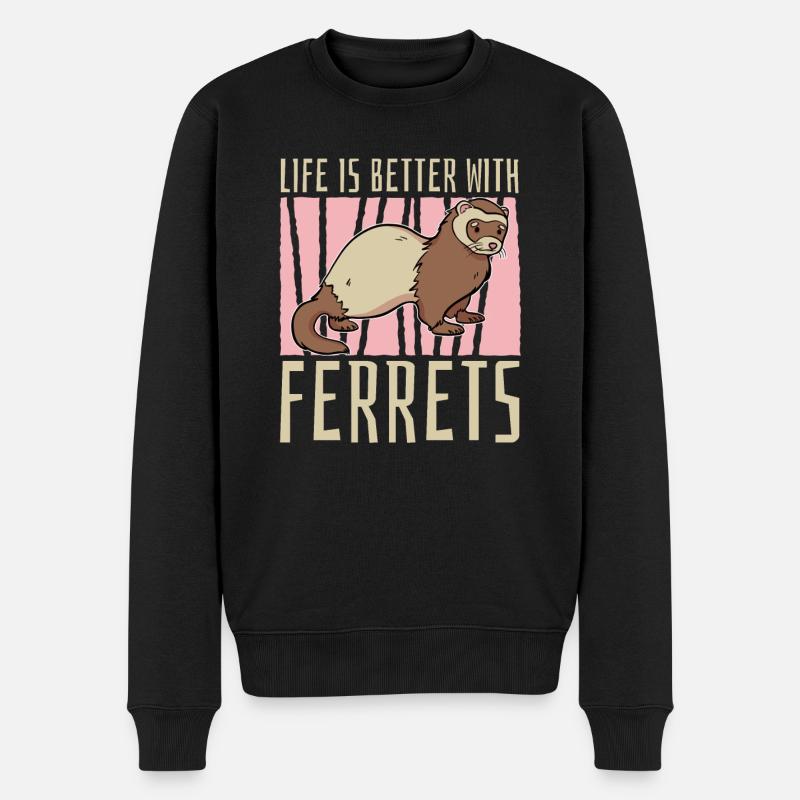 Frettchen Iltis Witzig - Männer Premium Bio Pullover - Schwarz