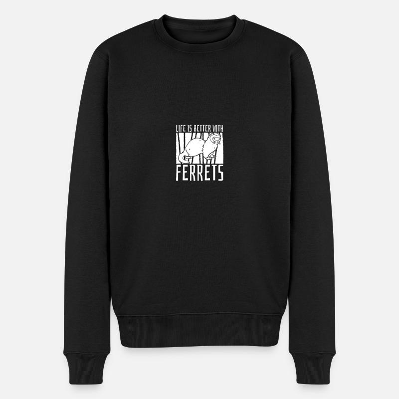 Frettchen Iltis Niedlich - Männer Premium Bio Pullover - Schwarz