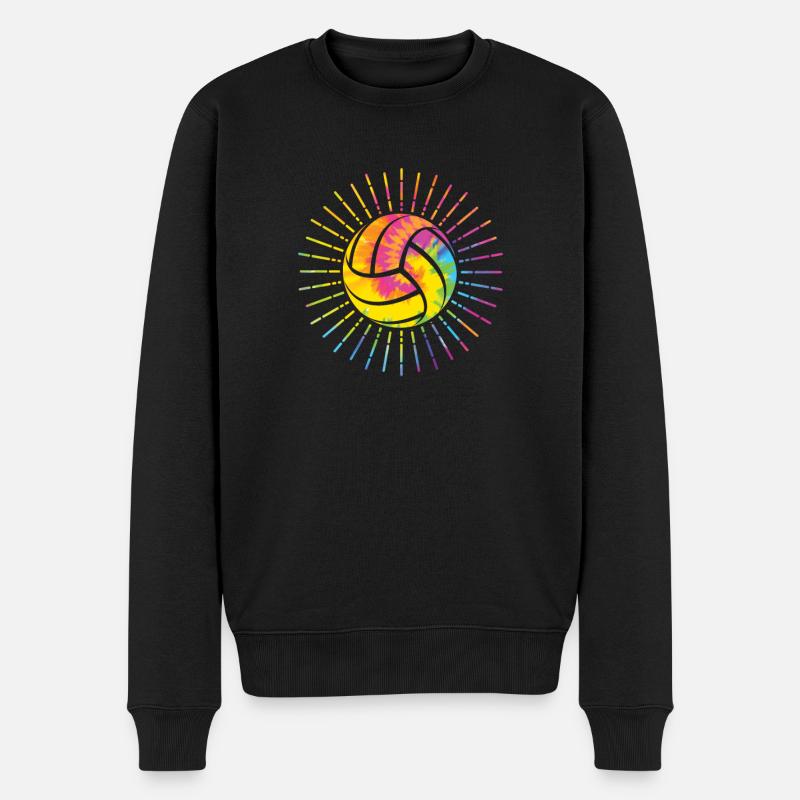 Beach Volleyball Tie Dye Hippie Retro Vintage - Männer Premium Bio Pullover - Schwarz