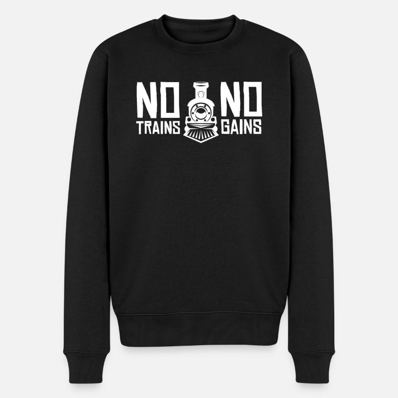 Eisenbahner Eisenbahn Lokomotive - Männer Premium Bio Pullover - Schwarz