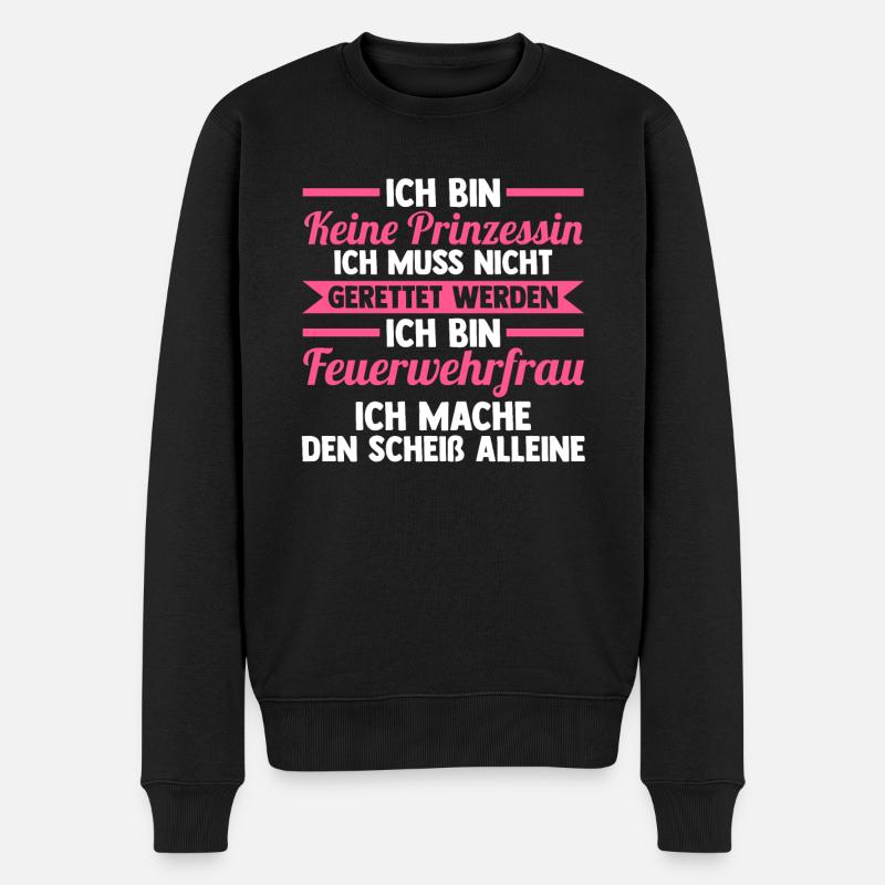 Feuerwehr Prinzessin Feuerwehrfrau - Männer Premium Bio Pullover - Schwarz