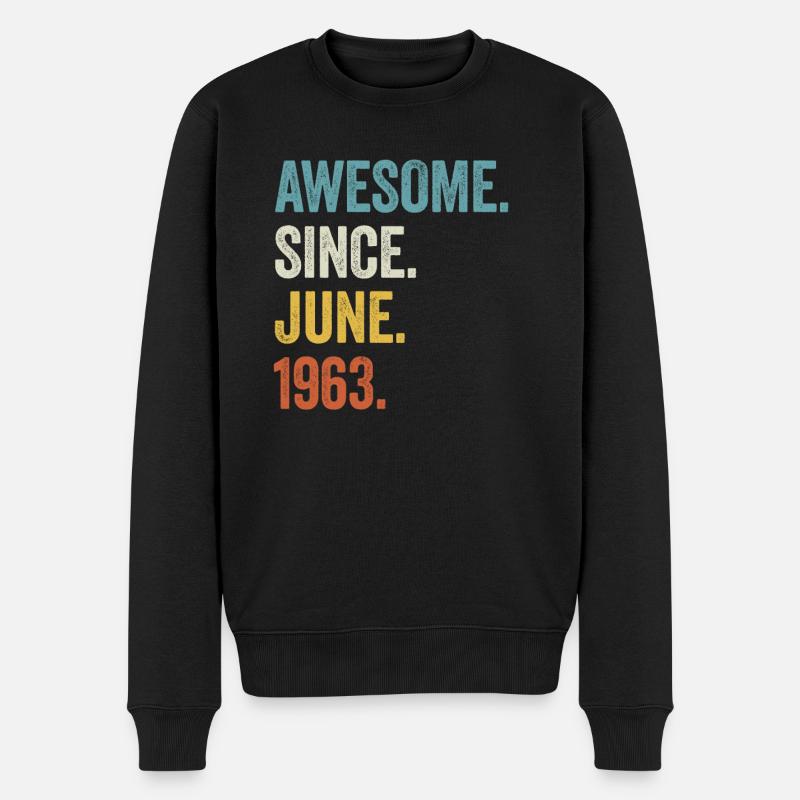 60. Geburtstag 60 Jahre Awesome Since June 1963 - Männer Premium Bio Pullover - Schwarz