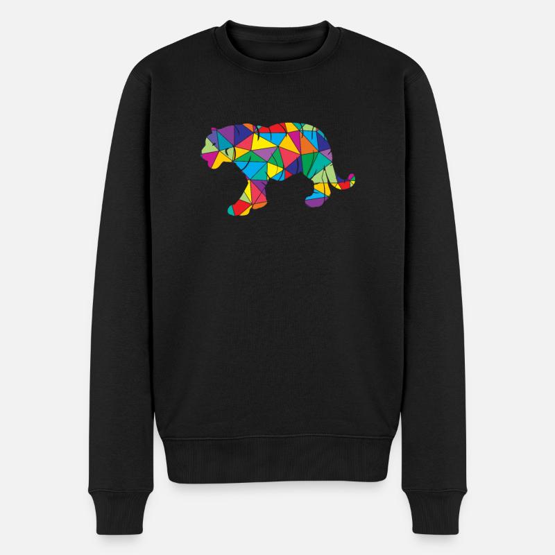 Low Poly Tiger Geometrie Polygon Tiger - Männer Premium Bio Pullover - Schwarz