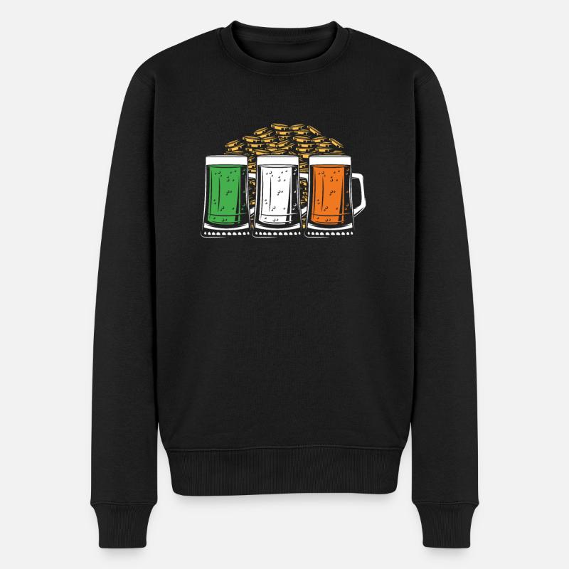 Irisches Bier Mit Gold - Männer Premium Bio Pullover - Schwarz