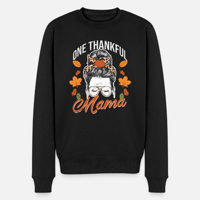 Eine dankbare Mama lustig Herbst Herbst - Männer Premium Bio Pullover - Schwarz