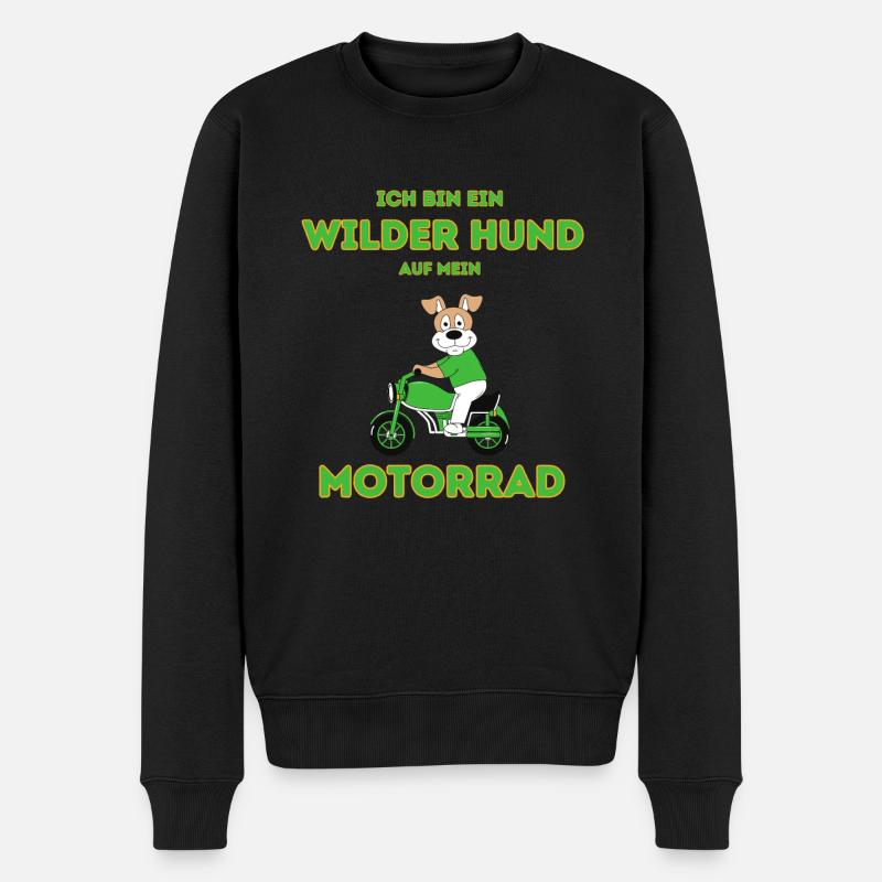 Wilder Hund auf Motorrad - Männer Premium Bio Pullover - Schwarz