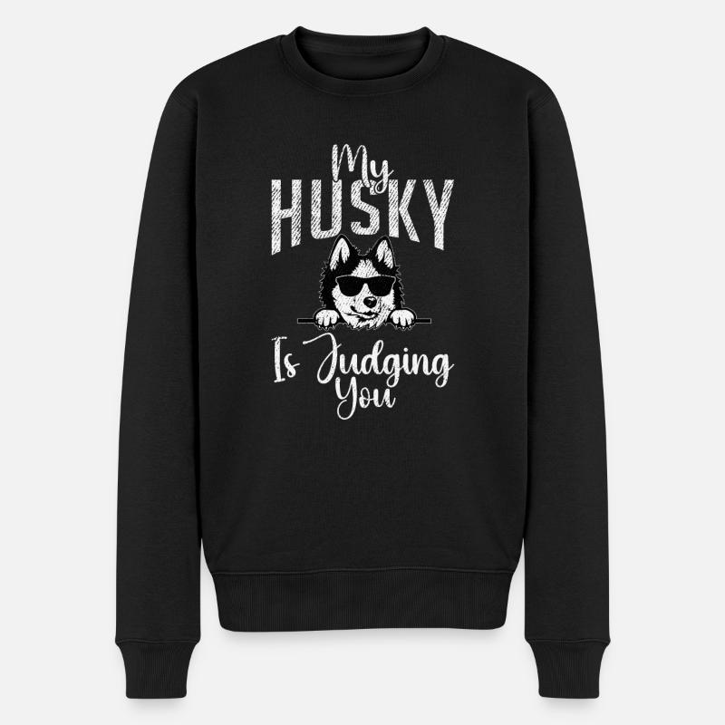 Husky-Hunde-Geschenke - Männer Premium Bio Pullover - Schwarz