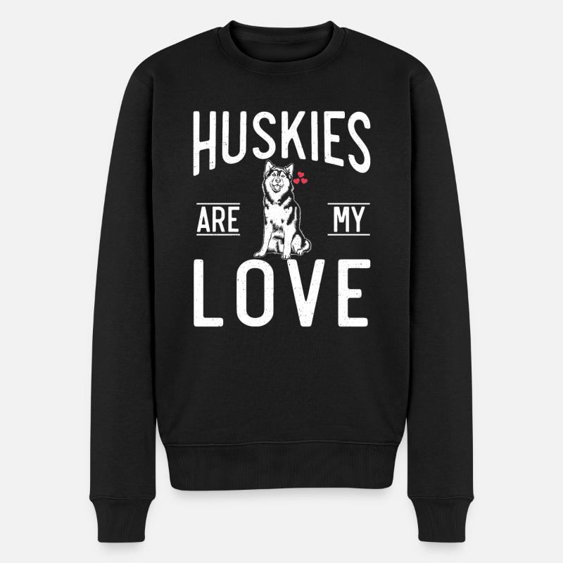 Husky-Hunde-Geschenke - Männer Premium Bio Pullover - Schwarz