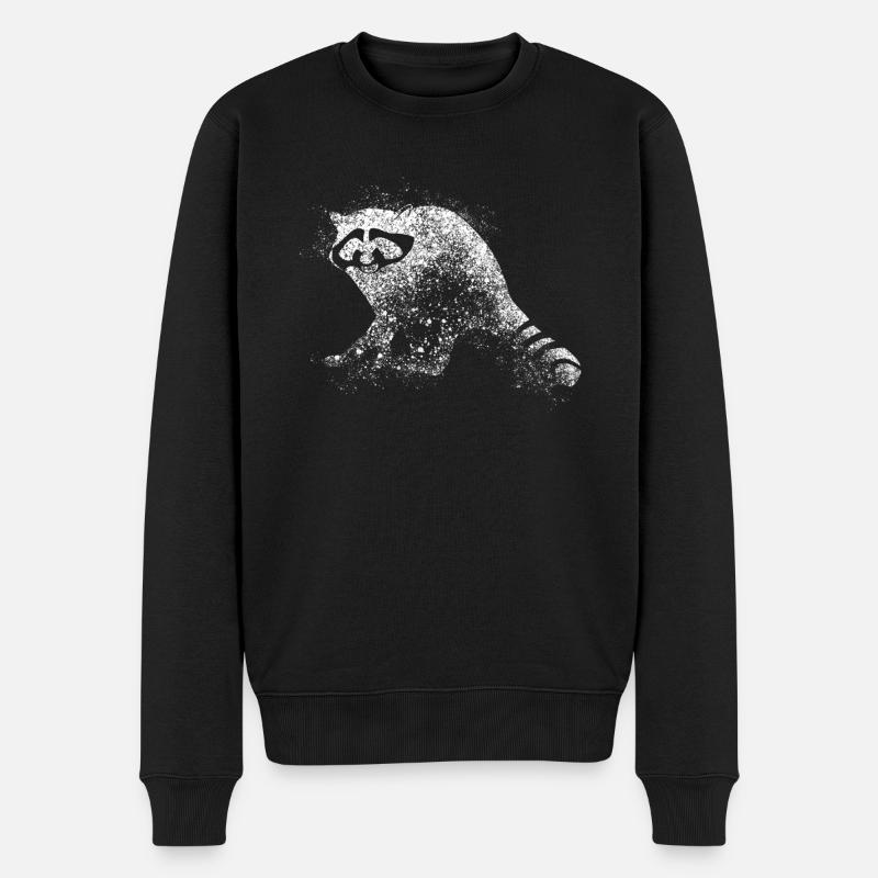 Waschbär - Männer Premium Bio Pullover - Schwarz
