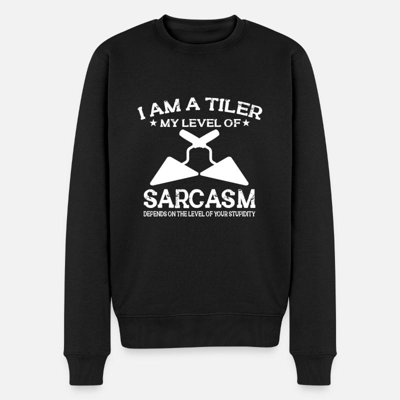 Lustiger Fliesenleger Spruch Handwerker - Männer Premium Bio Pullover - Schwarz