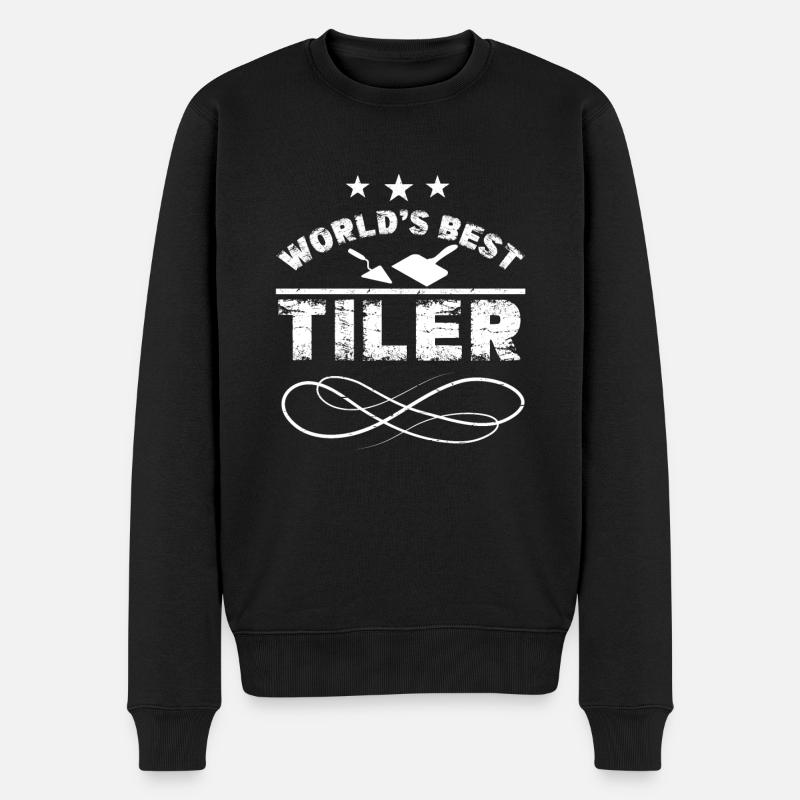 Lustiger Fliesenleger Spruch Handwerker - Männer Premium Bio Pullover - Schwarz