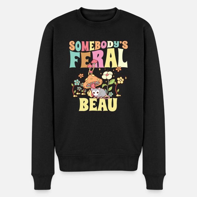 Somebody's Feral Beau Opossum Boyfriend - Männer Premium Bio Pullover - Schwarz