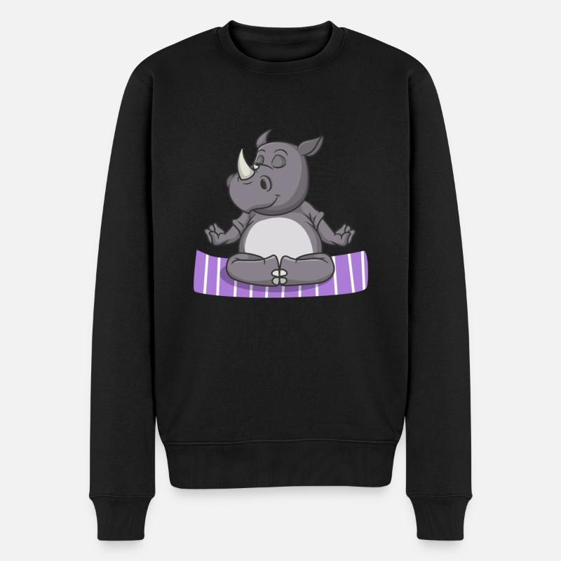 Yoga Nashorn - Männer Premium Bio Pullover - Schwarz