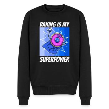 Baking is my Superpower, Donut - Männer Premium Bio Pullover - Schwarz - Vorne - Nico (187cm)