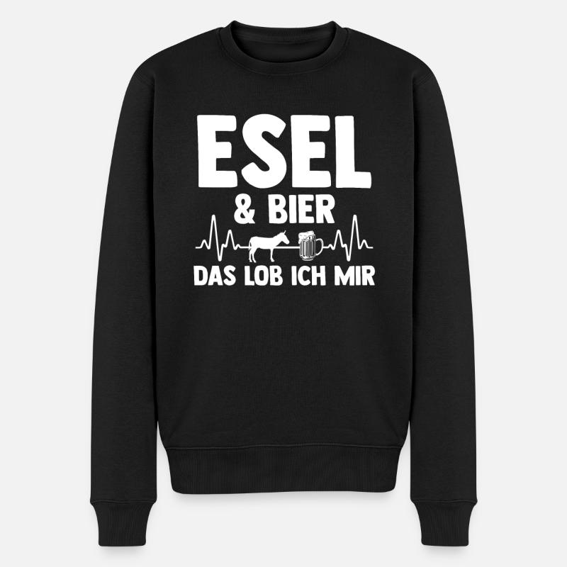 Bier Esel - Männer Premium Bio Pullover - Schwarz