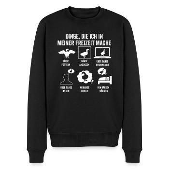 Gans Gänse - Männer Premium Bio Pullover - Schwarz - Vorne - Nico (187cm)