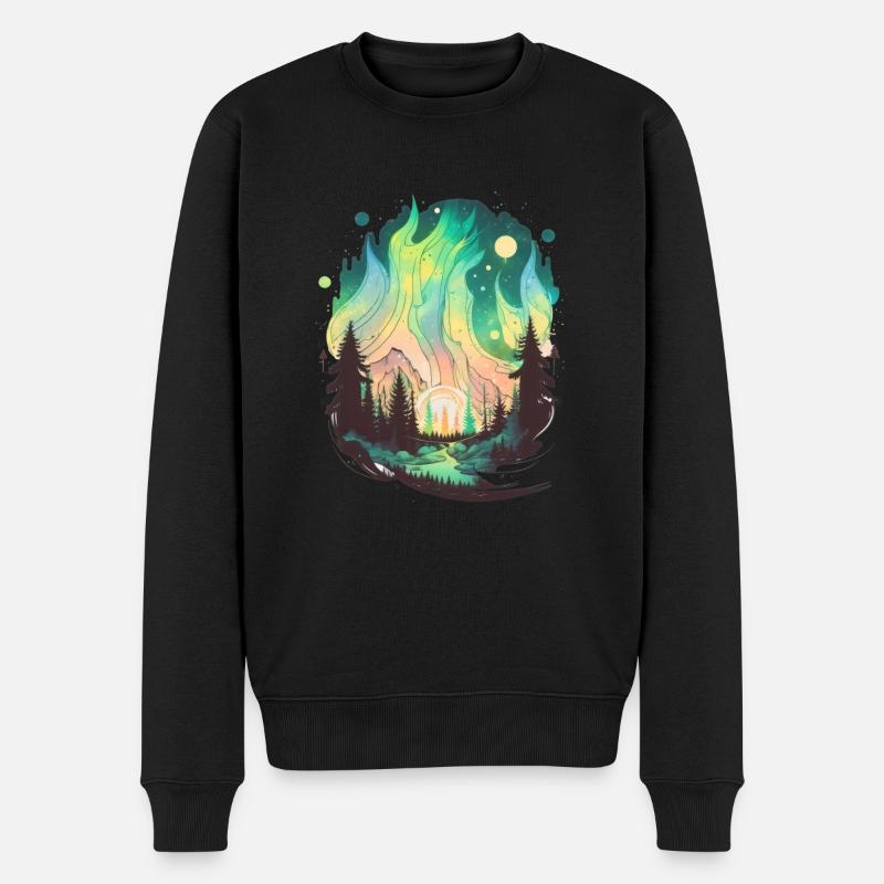Aurora Borealis Nordlichter Wunderschön und - Männer Premium Bio Pullover - Schwarz