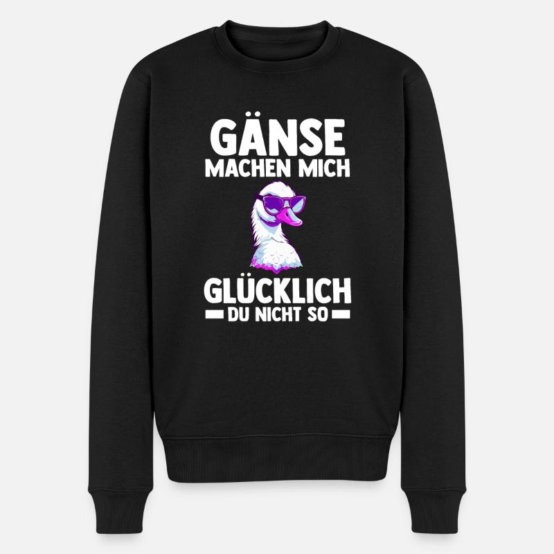 Gans Gänse - Männer Premium Bio Pullover - Schwarz
