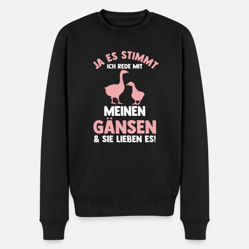 Gans Gänse - Männer Premium Bio Pullover - Schwarz