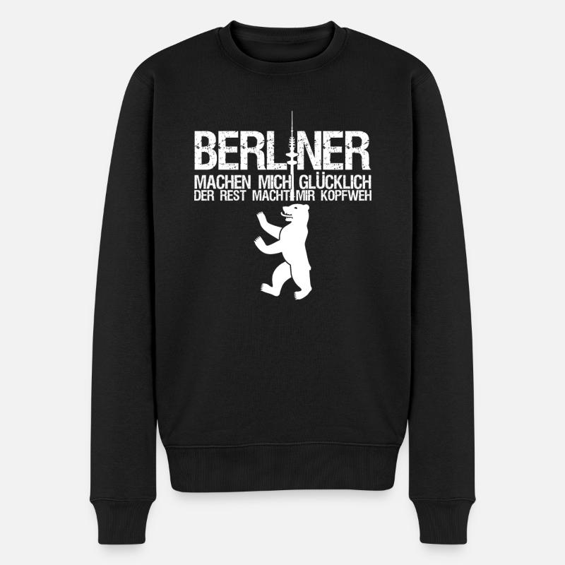 Berlin Spruch für Berliner - Männer Premium Bio Pullover - Schwarz