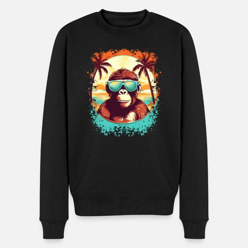 Monkey Business am Strand: Einzigartiger Sommerurlaub - Männer Premium Bio Pullover - Schwarz