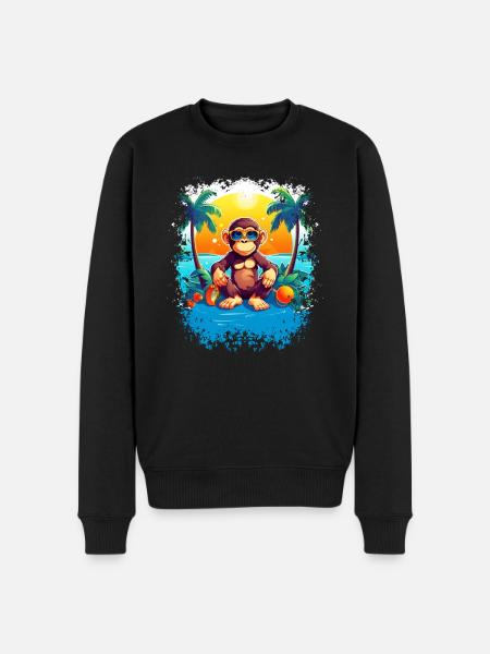 Tropical Monkey Paradise: Sjov og moderigtig Beac - Økologisk premium-sweatshirt til mænd - sort