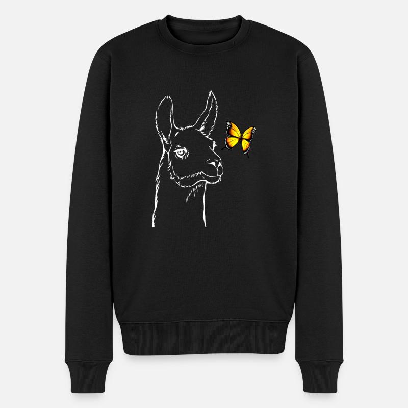 Lama avec papillon - Pull Premium bio Homme - noir
