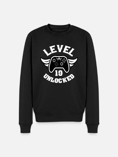 Level 19 Unlocked 19 Birthday - Men's Premium Organic Jumper - black