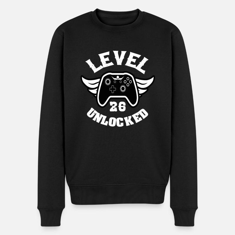Level 26 Unlocked 26 Geburtstag - Männer Premium Bio Pullover - Schwarz