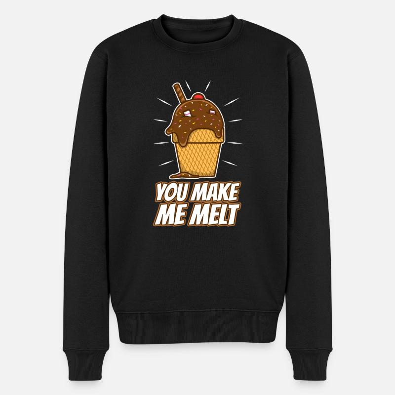 You make me melt, Eiscreme - Männer Premium Bio Pullover - Schwarz