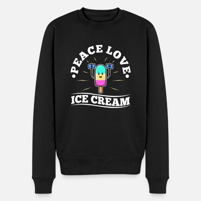 Crème glacée Peace Love - Pull Premium bio Homme - noir