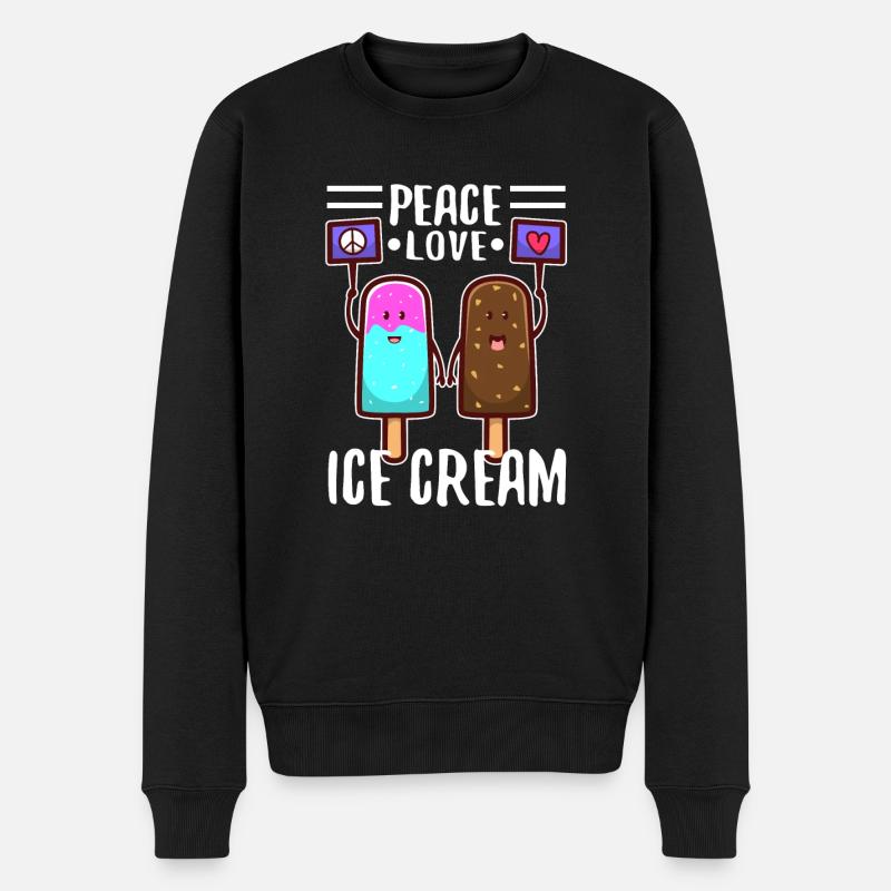 Crème glacée Peace Love - Pull Premium bio Homme - noir