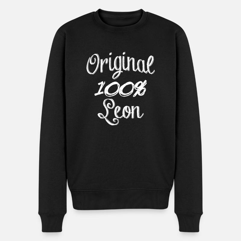 Original 100% Leon - Männer Premium Bio Pullover - Schwarz