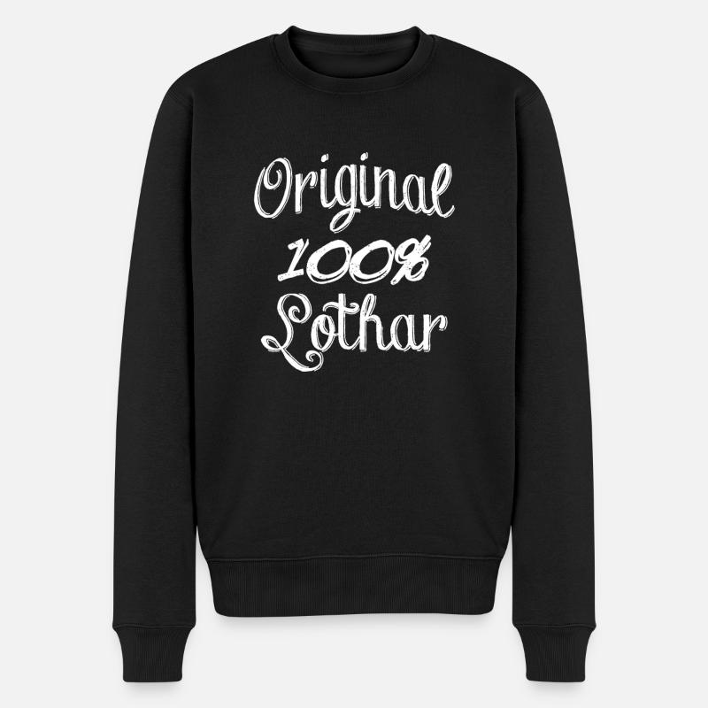 Original 100% Lothar - Männer Premium Bio Pullover - Schwarz