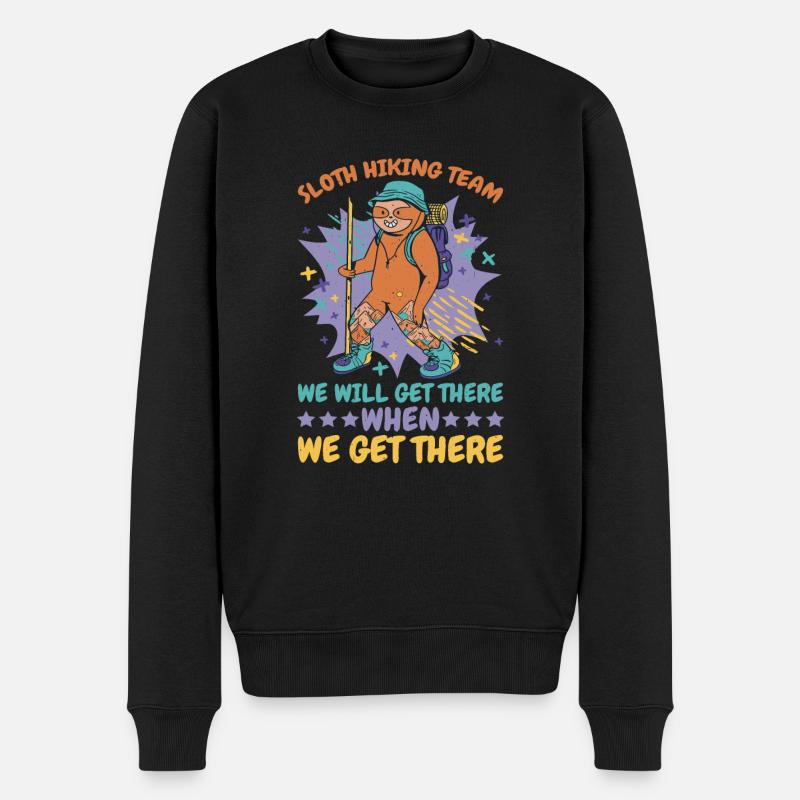 Sloth Hiking Team, Get There When We Get There 2 - Männer Premium Bio Pullover - Schwarz