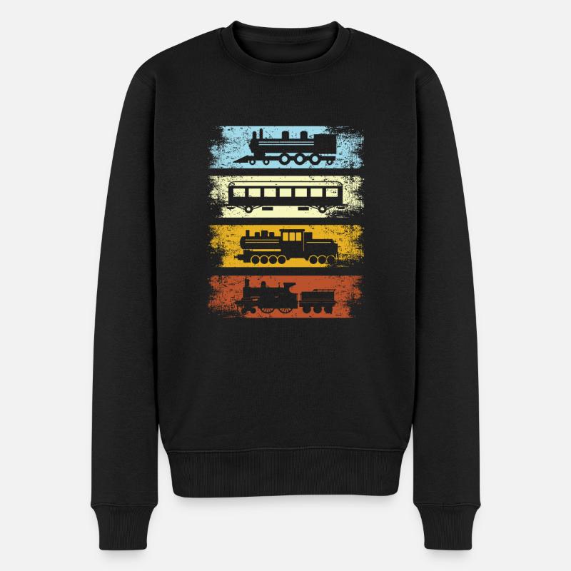 Retro Eisenbahn Vintage - Männer Premium Bio Pullover - Schwarz