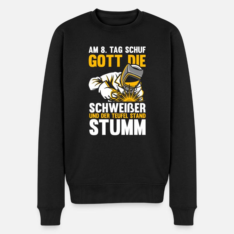 Schweißer Schlosser Gott Schweier - Männer Premium Bio Pullover - Schwarz