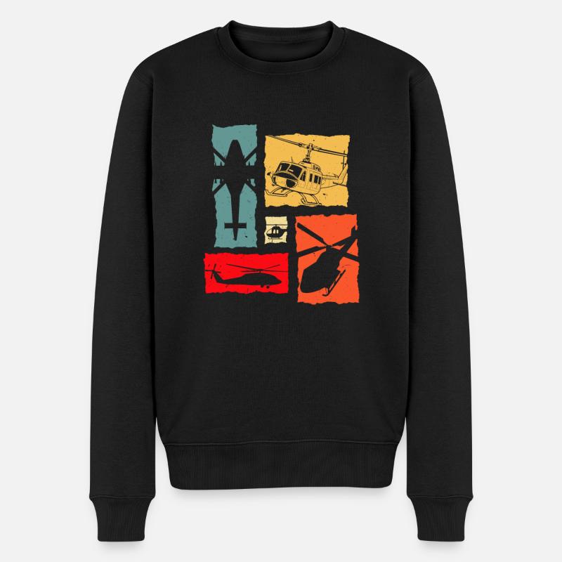 Helikopter Retro - Männer Premium Bio Pullover - Schwarz