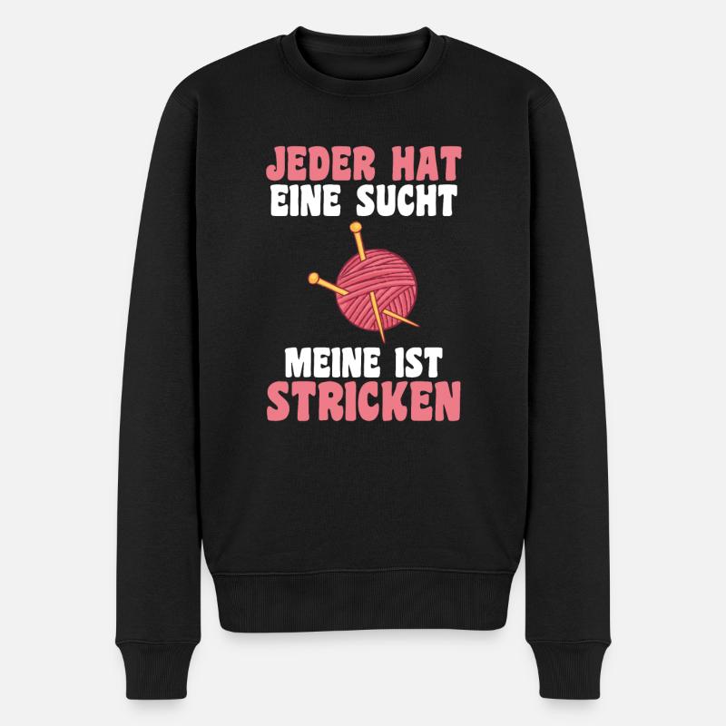 Häkeln Nähen Stricken - Männer Premium Bio Pullover - Schwarz